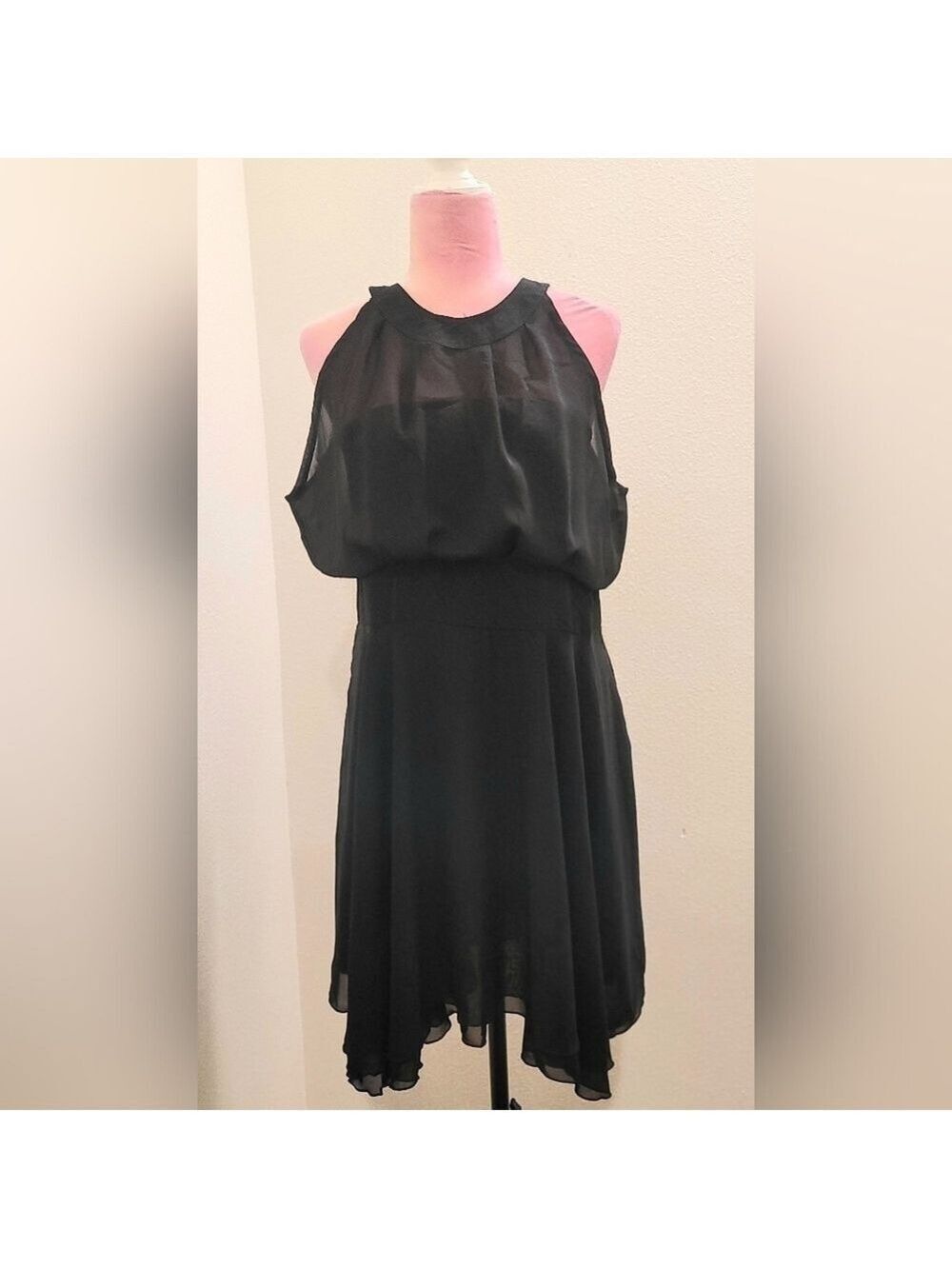 Black Sleeveless Cowl Neck A-Line Dress Plus Sz XXL
